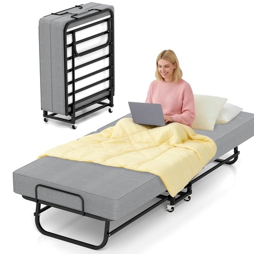 Portable folding bed with - folding,